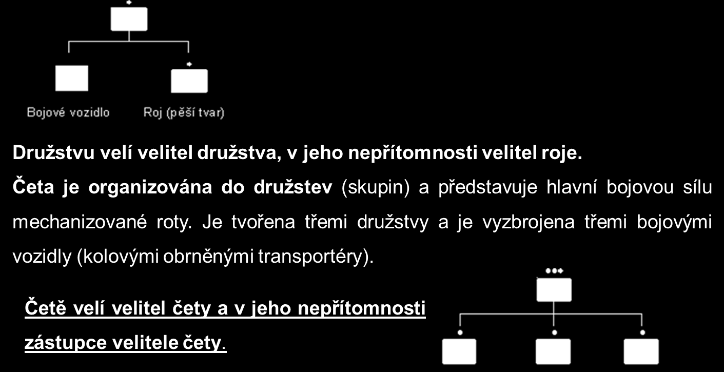 2.2 Organizace velení a řízení 2.2.1 Místo, úloha a odpovědnost velitele bojové jednotky (zástupce velitele bojové jednotky) v boji Orgány velení jsou velitelé a štáby s přesně stanovenými