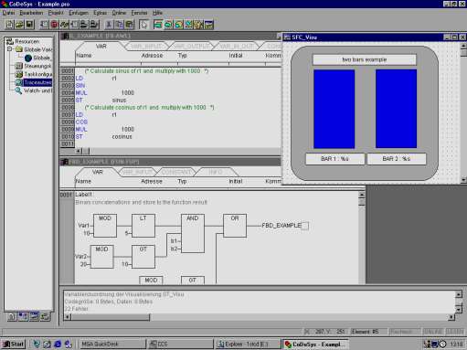 WAGO I/O PRO CAA programovací prostředí: programování podle IEC 61131-3 standardu pro PLC IL-LD-FBD-ST-SFC automatická deklarace proměnných online-status indikace v kódu offline-simulace