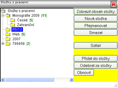 2.5 SLOŽKY Složky jsou nástrojem pro třídění záznamů na logické celky uspořádané ve stromové struktuře.