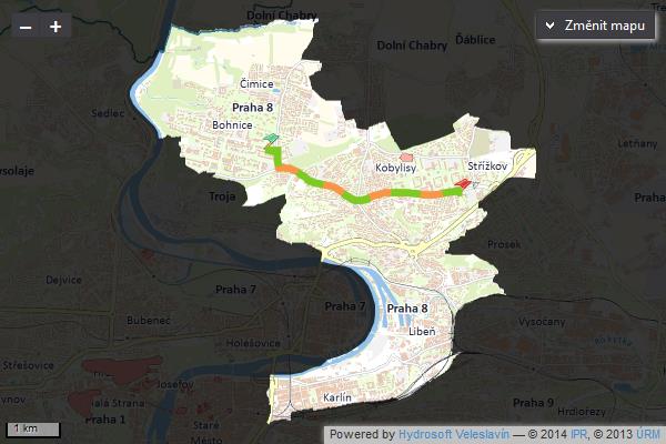 Vyhledání trasy 4,0 km Změnit směr Trasa v mapě má vlastní styl pro různé druhy dopravy Widgets: