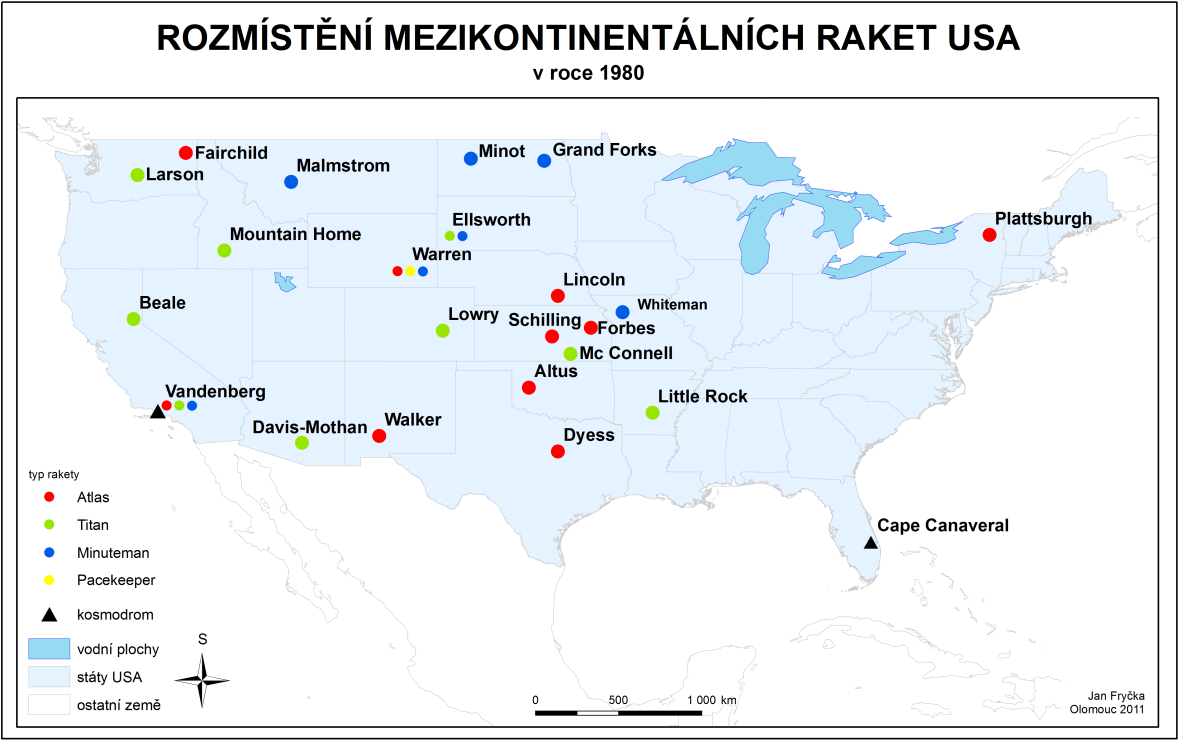 Obr. 5 Rozmístění sovětských ICBM