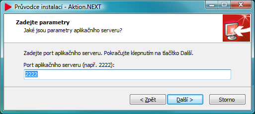 7) Zvolte port aplikačního serveru či ponechte výchozí. Toto číslo bude důležité pro instalaci samostatných klientů.