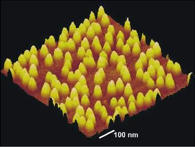 Nanočástice v optoelektronice - Kvantové tečky Kvantová tečka quantum dot, nanočástice polovodiče 30 nm a výšce 8 nm. Vzhledem k malému počtu atomů se zde uplatňují kvantové jevy, tj.