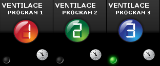 Obrázek 18: Ovládání větracích programů 3.6.1 Nastavení větracích programů Po rozkliknutí symbolu hodin na stavové obrazovce je zobrazeno nastavení větracích programů.