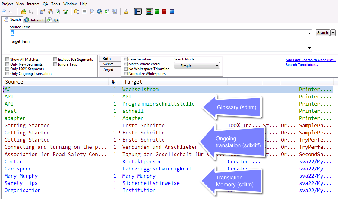 6 Používání zásuvného modulu ApSIC Xbench pro SDL Trados Studio 2014 První souborová překladová paměť s příponou.sdltm rozšíření zjištěná pro jazyk v nastavení projektu SDL Trados Studio.