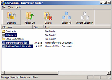 Správa Zabezpečení Správa složky Encryption (Šifrování) Obrázek 12: Složka Encryption (Šifrování) složka Decrypt (Dešifrování) Otevře se okno Select Destination Directory (Vybrat cílový adresář)