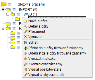 5.3. Složky Agenda pro správu složek je dostupná ze stránky OBD (Domů), v horní části levého okna je záložka Složky.