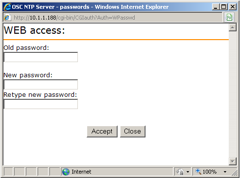 Sekce WEB obsahuje tuto položku: - Password: stisknutím tohoto tlačítka je možno upravit heslo pro přístup do www stránek Settings. Zobrazí se dialogové okno pro změnu hesla (viz. Obr. 9).