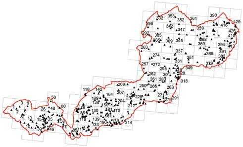 118 Přílohy III mapy Mapa CHKO Bílé Karpaty s vyznačenými lokalitami. Čísla lokalit odpovídají číslování v seznamu lokalit (str. 12).