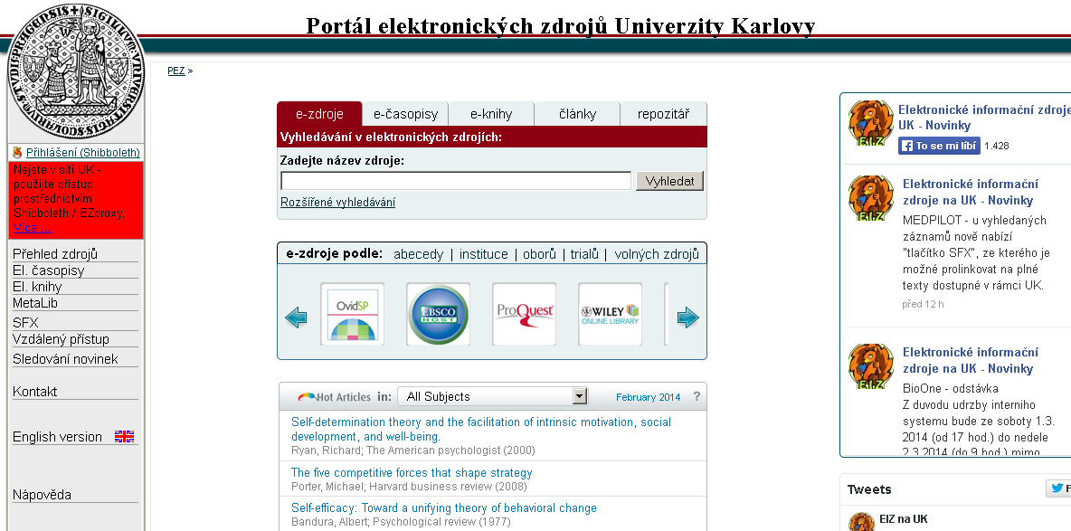 Cesta za článkem Google, Google Scholar (první odkaz z Google bývá na Google Scholar) Portál