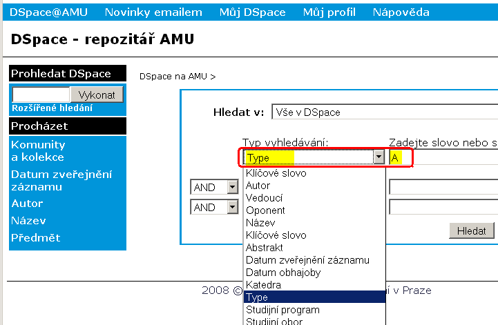 3.2 Úpravy Dspace vazby mezi příbuznými záznamy Rozšířené vyhledávání využívá atribut