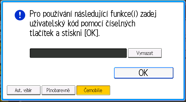 Přihlášení k zařízení Přihlášení k zařízení Když je zobrazen displej Ověření Pokud jsou aktivní položky Základní ověření, Ověření Windows, nebo LDAP ověření, zobrazí se na displeji obrazovka (okno)