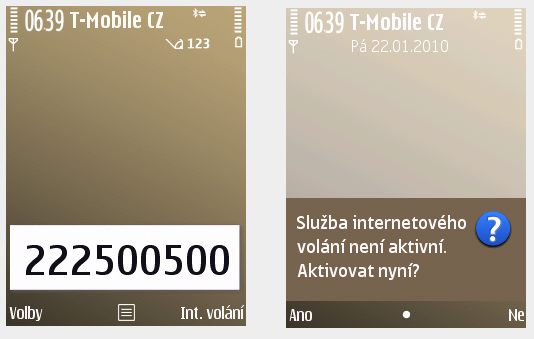 1.3. Ovládání SIP klienta Hovor přes síť viphone můžete vytočit dvěma způsoby: 1.3.2.