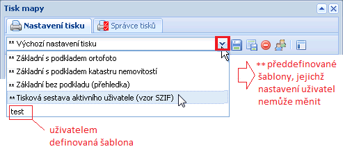 Dle nastavených rolí a práv máte k dispozici také předdefinované šablony pro tisk, změny v nich ovšem nemáte právo ukládat.