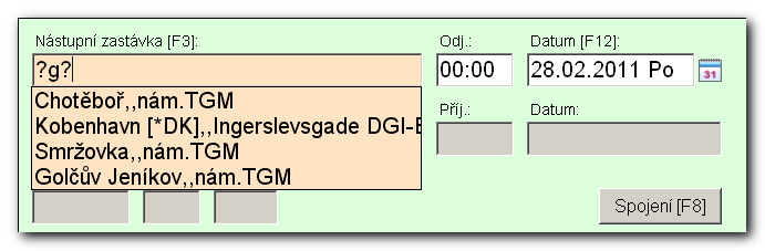 Obrázek 4.2.3.4 V případě, že chcete kdykoliv zrušit zadávání údajů a vrátit se na výchozí nastavení dialogového okna, stiskněte klávesu <F1>.