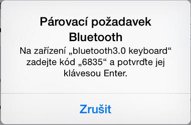 V Posledním kroku bude ipad/iphone požadovat potvrzení připojovacího kódu.