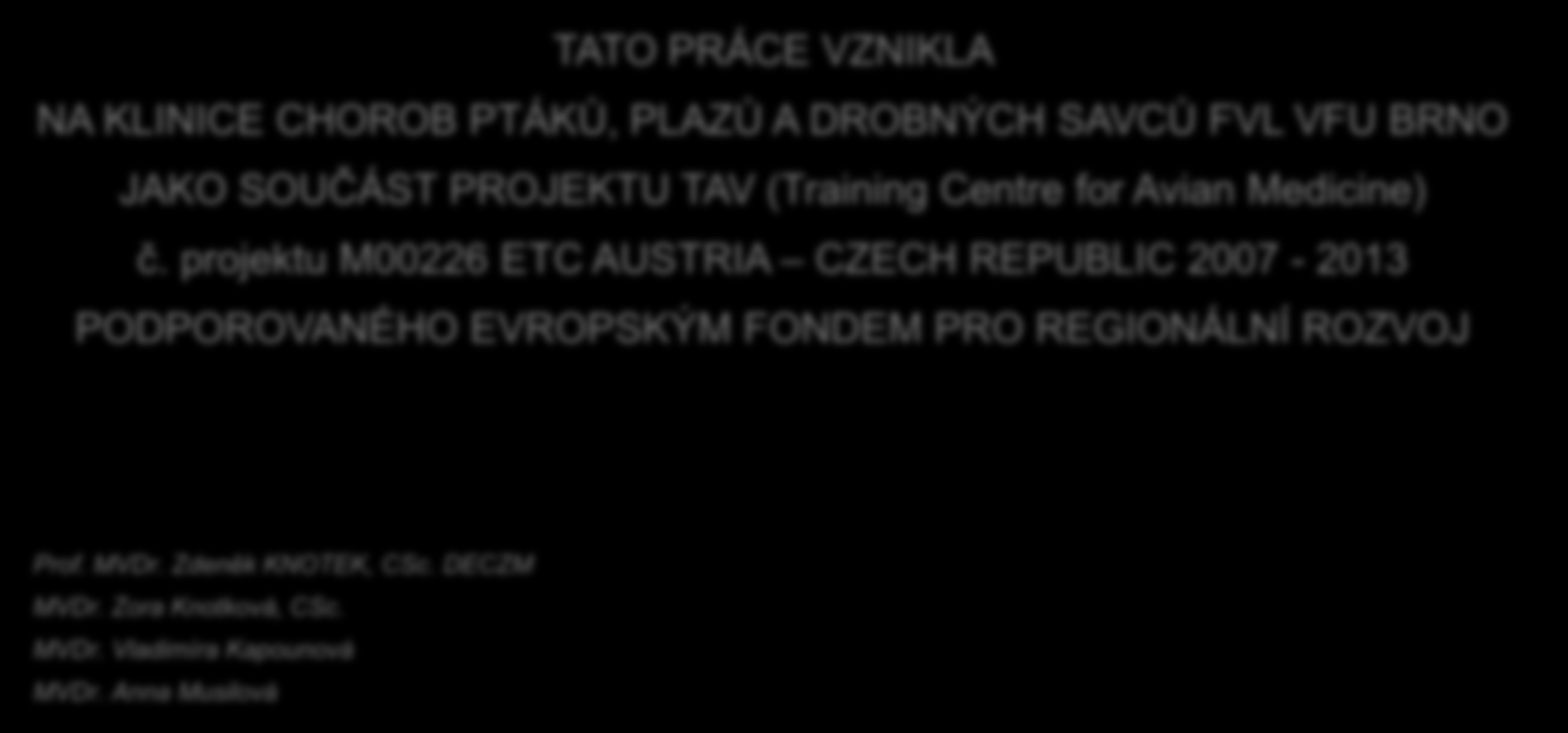 projektu M00226 ETC AUSTRIA CZECH REPUBLIC 2007-2013 PODPOROVANÉHO EVROPSKÝM FONDEM PRO