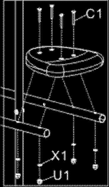 3: Hang two adjust lump (3) onto U-screw (G4), then assemble the U-screw onto the top support bar, fasten them with safety nut (U2) and washer (X2).