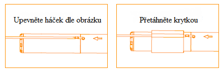 Pokud je potřeba, připevněte si některý z tří typů příslušenství (zrcátko, držák, magnet), a to následovně: Kameru zapněte tlačítkem ON/OFF Nyní je kamera připravena k použití (pokud již máte v