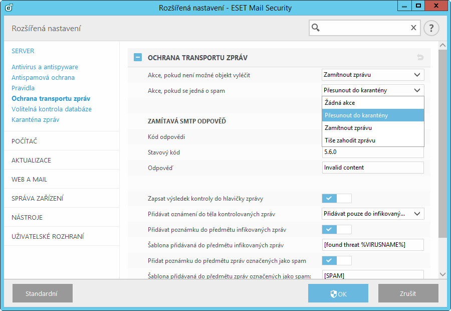 5.1.7 Ochrana transportu zpráv Ochrana transportu zpráv prostřednictvím transportního agenta je dostupná na těchto systémech: Microsoft Exchange Server 2007 (Edge Transport Server nebo Hub Transport