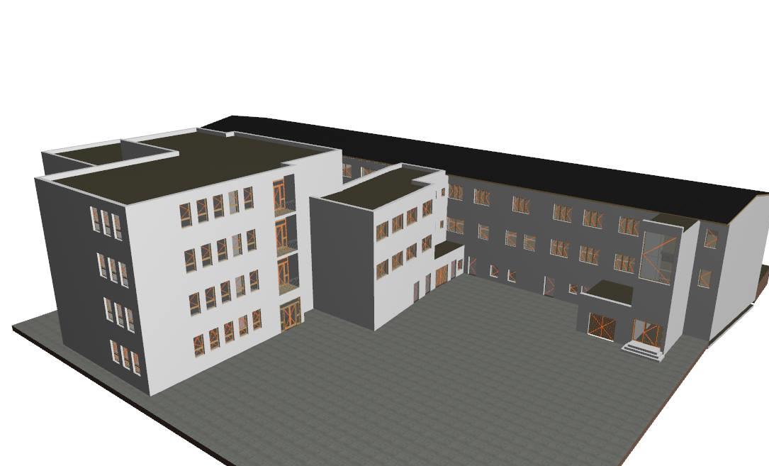 Obrázek 3. 06: Východní pohled - 3D zobrazení Obrázek 3.