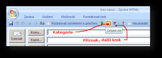 4 5 Pokud jste se změnami spokojeni, potvrďte OK. Jestliže jste postupovali správně, po kliknutí na tlačítko se kategorie Čekám na... přiřadí, i když to není při použití v okně psaní nového mailu vidět.