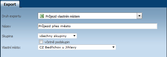 NOVINKA PRŮJEZD VLASTNÍM MÍSTEM VE VOLBĚ STATISTIKA EXPORTY Novinka Průjezd vlastním místem ve volbě Statistika Exporty Do exportů přibyla další položka a tou je Průjezd vlastním místem.