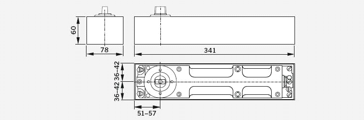 4.3 PODLAHOVÉ ZAVÍRAČE DORMA BTS Technické parametry DORMA BTS 80 EN 3/4/6 Univerzální dveřní zavírač pro dveře do hmotnosti až 250 kg.