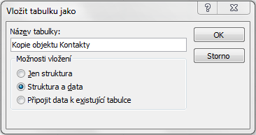 Kopírování objektů mezi databázemi nebo v rámci databáze 1. Ve zdrojové databázi klikneme na zdrojový objekt a klávesovou zkratkou Ctrl+C zkopírujeme. 2.