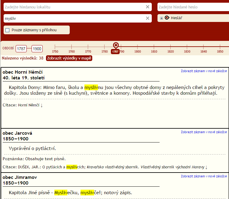 4.2.2. Fulltextové vyhledávání v anotaci, poznámce a citaci zdroje: Panel označený Zadejte text pro vyhledávání v anotaci, poznámce či citaci zdroje umožňuje hledání libovolného textu v databázi.