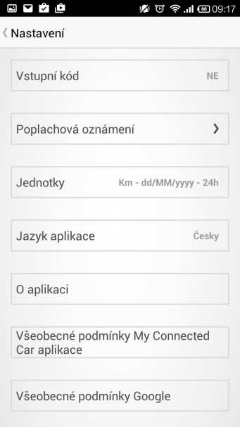 4.8 Nastavení Pro zvýšení ochrany vašich osobních údajů lze v této záložce nastavit kód pro vstup do mobilní aplikace.