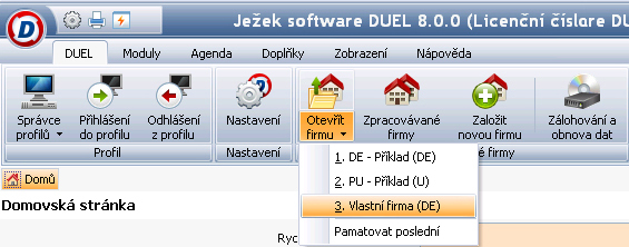 14 5. Po načtení dat otevřeme převedenou firmu tlačítkem Otevřít firmu v