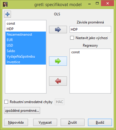 volbě model můžeme rovnou aplikovat například metodu nejmenších čtverců na lineární regresní model nebo sestavit model simultánních rovnic.