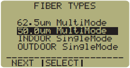 MANUÁL SKS STORED LINKS Fiber Link #1 Fiber Link #2 Fiber Link #3 Fiber Link #4 NEXT SELECT Uloţené trasy Optická trasa č.1 Optická trasa č.2 Optická trasa č.3 Optická trasa č.