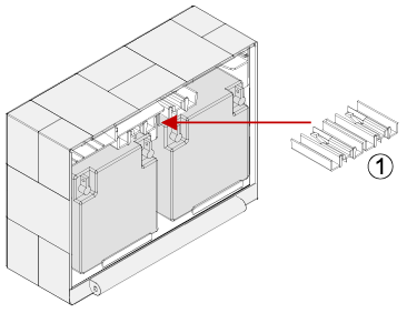 Mechanické upevnění baterií Do kompaktní skříně se mohou umístit až baterie. Potřebný upevňovací prvek baterie (plastová příchytka) je součástí dodávky ústředny.