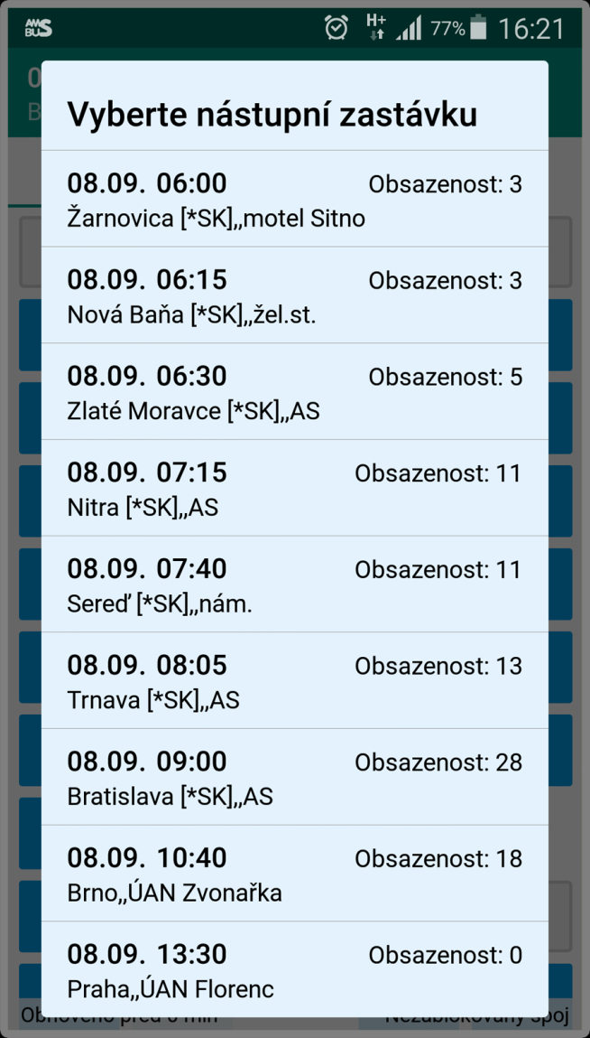15 3.3 Evidence prodejů u řidiče Pokud se na spoj v předprodeji prodávají jízdenky z více nástupních zastávek, bývá výhodné, když řidič přiděluje konkrétní místa i cestujícím bez předem zakoupené