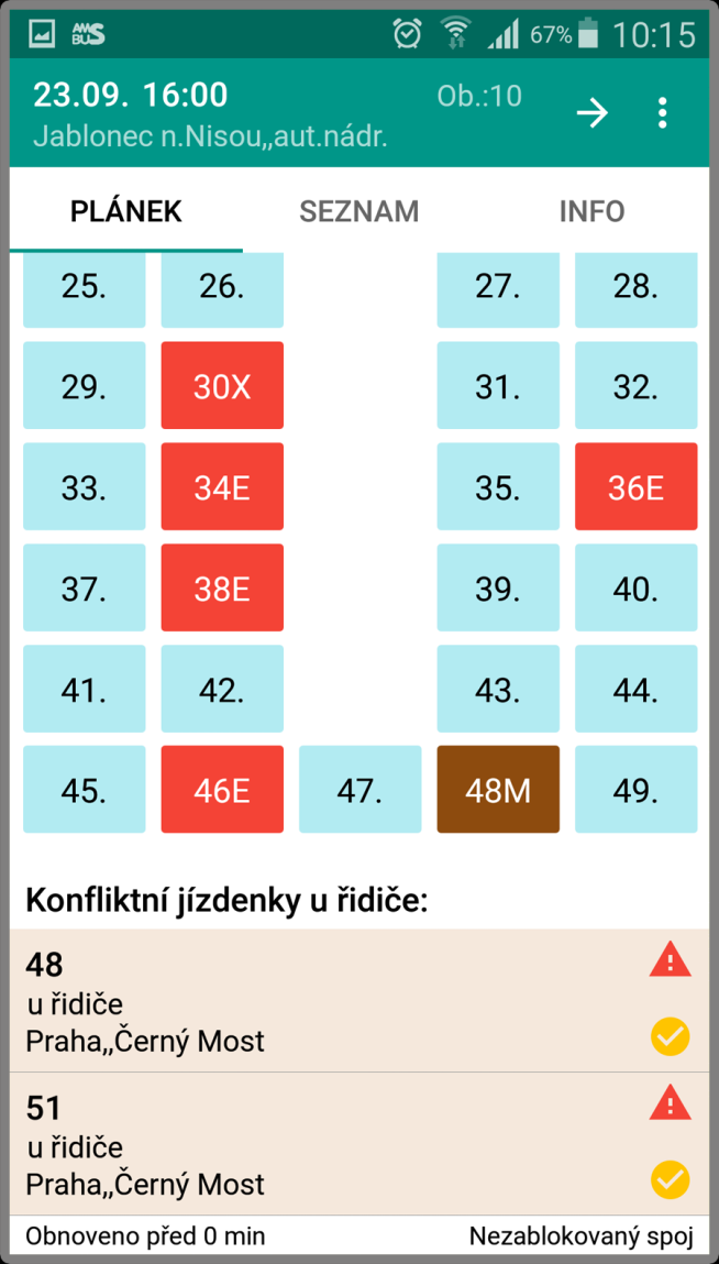 19 3.3.4 Prodej u řidiče bez synchronizace se serverem Pokud je v Nastavení vypnuta Synchronizace se serverem, řidič by měl před prodejem první jízdenky v autobusu zablokovat spoj v databázi AMSBus.