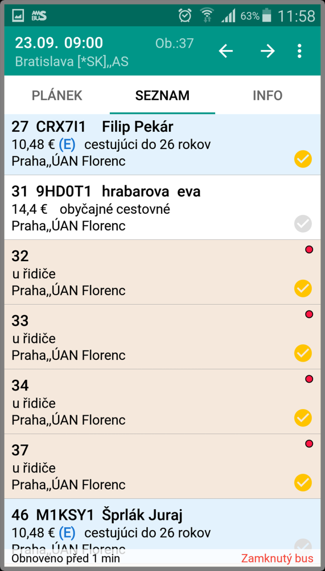 21 3.3.5 Prodej u řidiče synchronně se serverem Pokud je v Nastavení zapnuta Synchronizace se serverem, neměl by řidič ani pokladní spoj blokovat, aby v době, kdy řidič právě neodbavuje cestující v