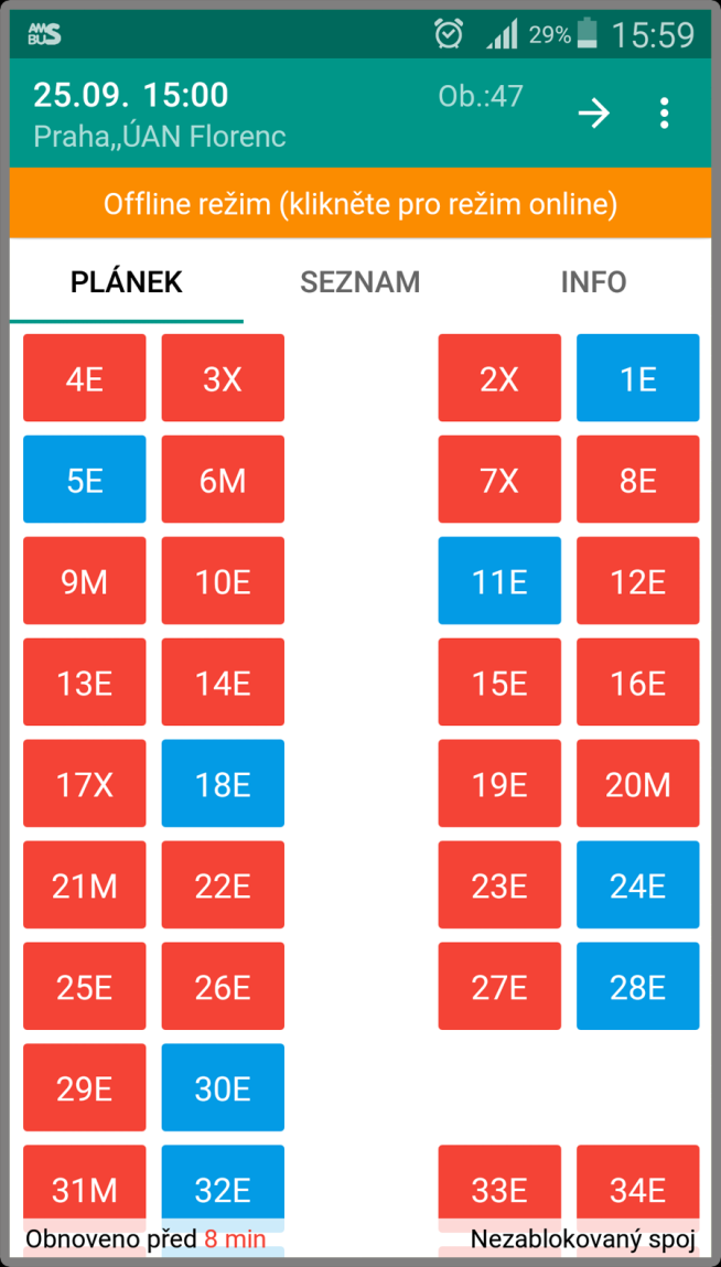 3.3.6 Změna synchronizace v průběhu odbavování Pokud je vypnuta Synchronizace se serverem, údaje o prodejích u řidiče mobilní zařízení neodesílá.