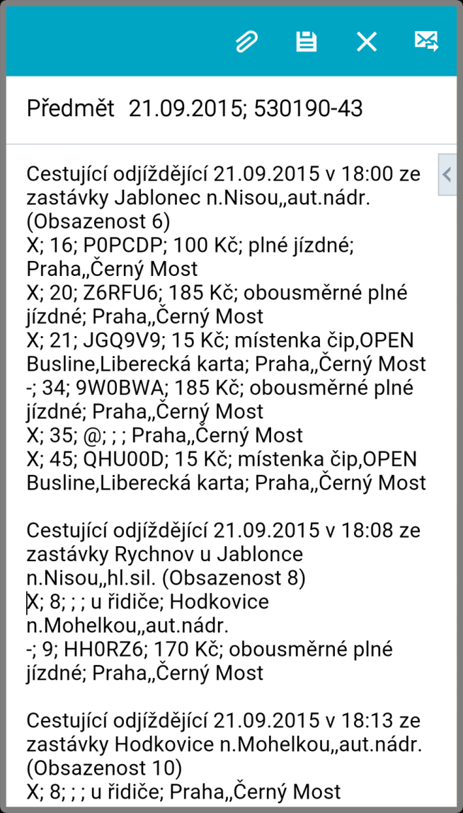 25 Tělo emailu obsahuje seznam cestujících.