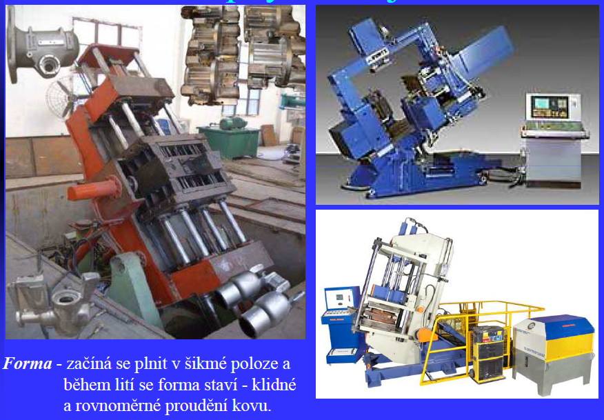 Gravitační lití do kovových forem na sklopných strojích