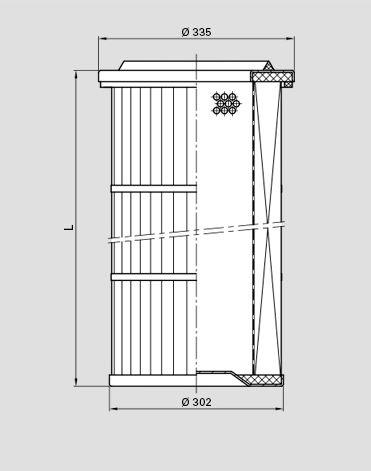 Další filtrační patrony - náhrady Filtrační patrony Ø 335-302 mm Montáž ze