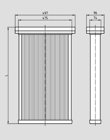 Další filtrační panely - náhrady Filtrační panely 497-475 mm montáž z