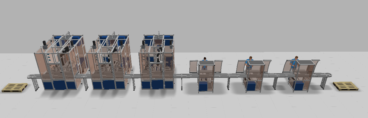 s přímým uspořádáním pracovišť, Obrázek 24-2D layout znázorňující linkovou výrobu s přímým
