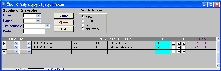 78 1.11.13.6 Číselné řady a typy přijatých faktur Předdefinování číselných řad pro jednotlivé typy přijatých faktur (tuzemské, zahraniční, zálohové, atd.) 1.11.14 Křížové tabulky přijatých faktur Popis funkce je v přípravě.