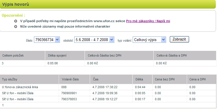 Aktuálně provolaná částka Aktuální pohled na stav volacího limitu včetně dalších informací: Přenesená data upload/download je údaj relevantní pouze pro datové služby Pokud máte pod vaším zákaznickým