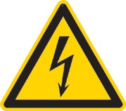 Zákazy: Zákaz, všeobecný (ve spojení s jiným piktogramem) Díly pod napětím Nevystavujte dešti Nezakrývejte Výstraha: Výstraha/pozor Výstraha před nebezpečným elektrickým napětím Výstraha před horkým
