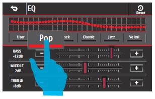 Ekvalizér Nabídku nastavení ekvalizéru zobrazíte stisknutím tlačítka EQ. Nabídka je ilustrována na obrázku níže: 1.