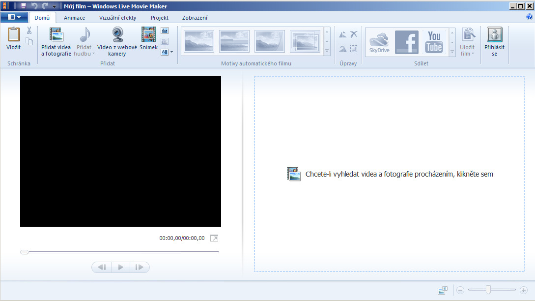 Spustíte program Windows Live Movie