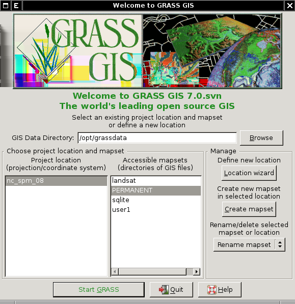 1.1. GEOGRAFICKÝ INFORMAČNÍ SYSTÉM GRASS GIS 9 2. lokaci (GRASS location) definovanou proměnnou prostředí $LOCATION_NAME. Lokace je adresář umístěný v GRASS databance.